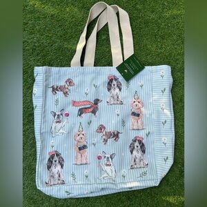 Multi Dog BEADED CANVAS TOTE BAG